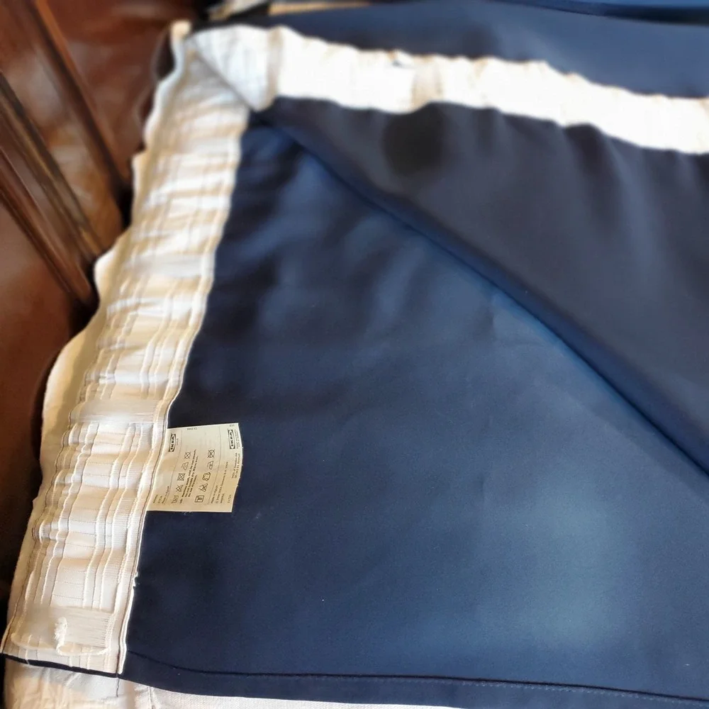 Ikea 1410 Werna Curtain Panels Set Of 2 Dark‎ Navy Blue Thick Polyester 57x105.5